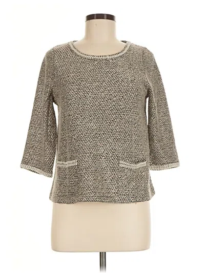 Pre-owned Meadow Rue 3/4 Sleeve Top Gray Marled Pattern Boatneck Tops