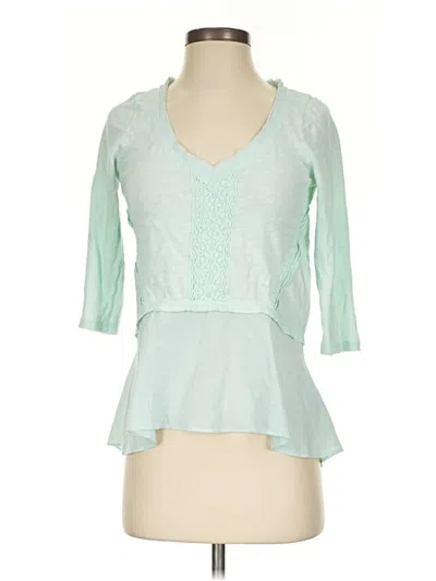 Pre-owned Meadow Rue 3/4 Sleeve Top Green Sweetheart Neckline Tops