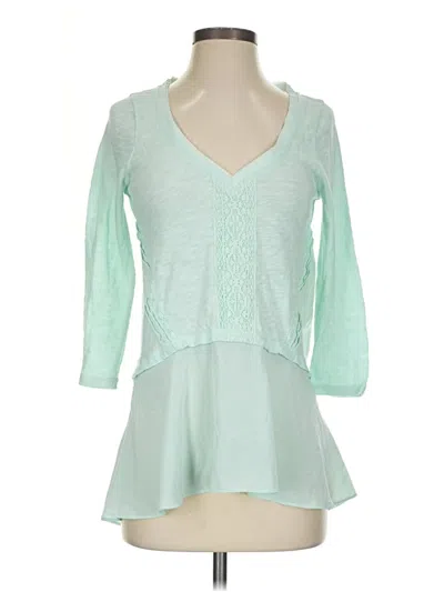 Pre-owned Meadow Rue 3/4 Sleeve Top Green V-neck Tops