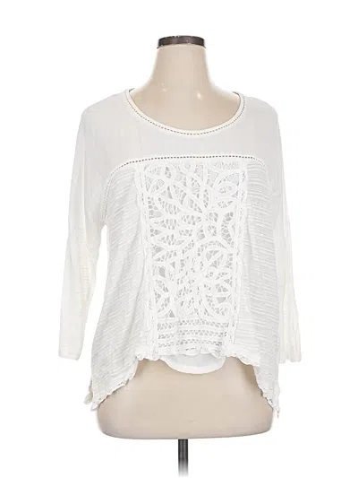 Pre-owned Meadow Rue 3/4 Sleeve Top White Square Neckline Tops