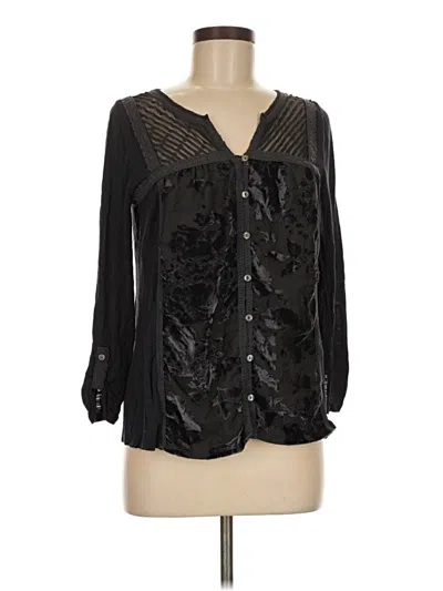 Pre-owned Meadow Rue Long Sleeve Blouse In Black