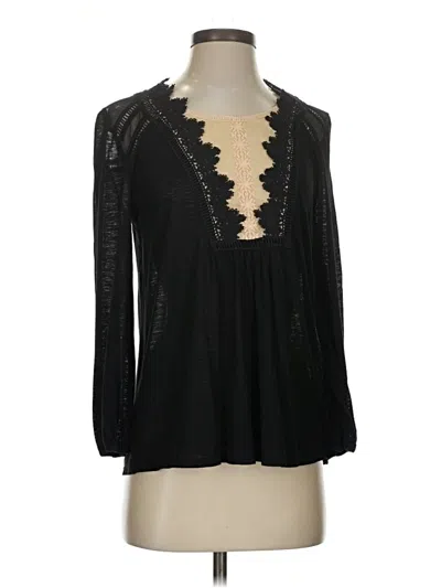 Pre-owned Meadow Rue Long Sleeve Blouse In Black