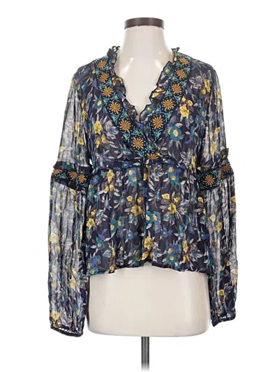Pre-owned Meadow Rue Long Sleeve Blouse In Blue