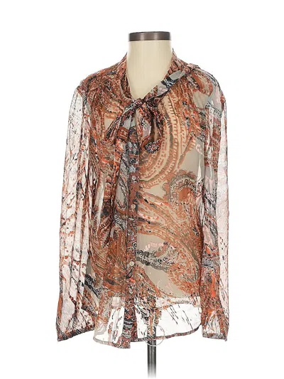 Pre-owned Meadow Rue Long Sleeve Blouse In Brown