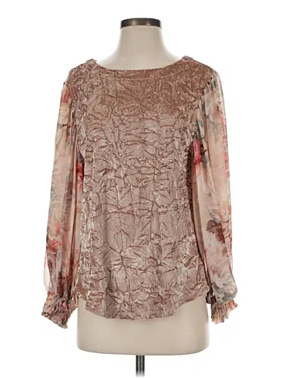 Pre-owned Meadow Rue Long Sleeve Blouse In Brown