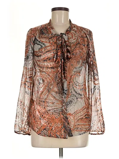 Pre-owned Meadow Rue Long Sleeve Blouse In Brown