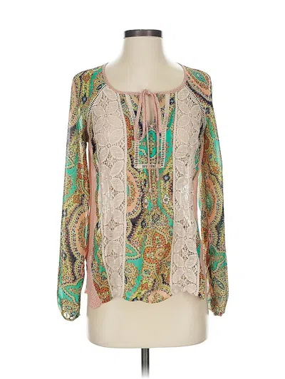 Pre-owned Meadow Rue Long Sleeve Blouse In Gold