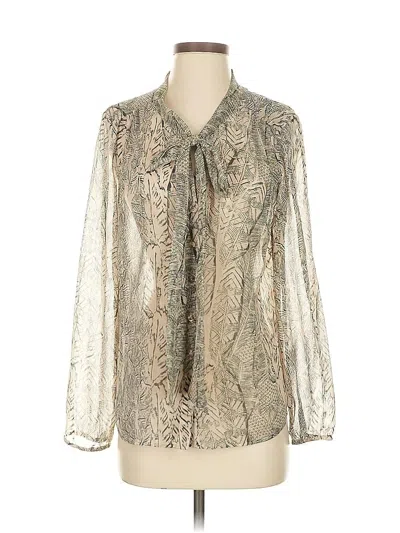 Pre-owned Meadow Rue Long Sleeve Blouse In Silver