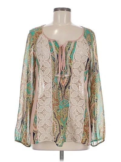 Pre-owned Meadow Rue Long Sleeve Blouse In Tan