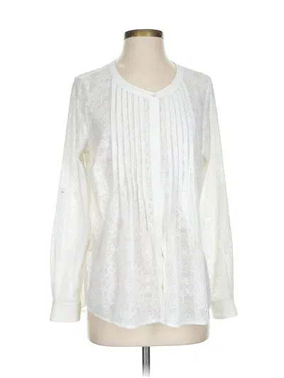 Pre-owned Meadow Rue Long Sleeve Blouse In White