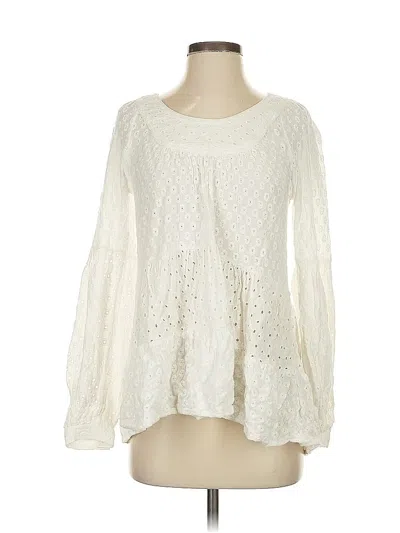 Pre-owned Meadow Rue Long Sleeve Blouse In White