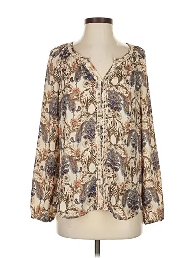 Pre-owned Meadow Rue Long Sleeve Blouse In White