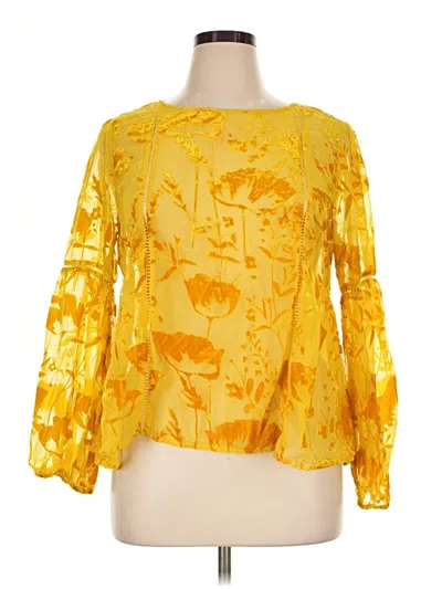 Pre-owned Meadow Rue Long Sleeve Blouse In Yellow