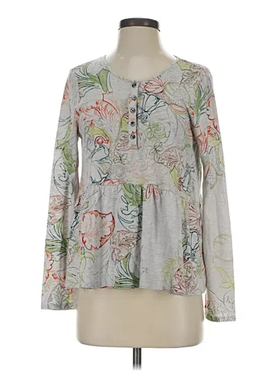 Pre-owned Meadow Rue Long Sleeve Henley Shirt In Gray