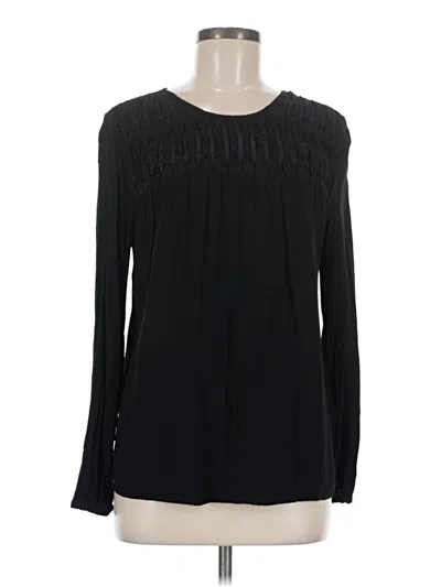 Pre-owned Meadow Rue Long Sleeve Top Black Crew Neck Tops