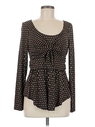 Pre-owned Meadow Rue Long Sleeve Top Black Square Neckline Tops