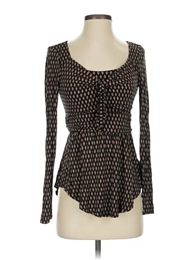 Pre-owned Meadow Rue Long Sleeve Top Black Sweetheart Neckline Tops