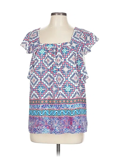 Pre-owned Meadow Rue Short Sleeve Blouse In Blue