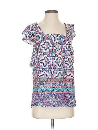 Pre-owned Meadow Rue Short Sleeve Blouse In Blue