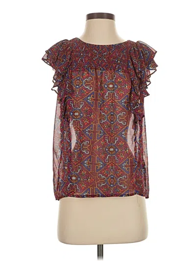 Pre-owned Meadow Rue Short Sleeve Blouse In Brown