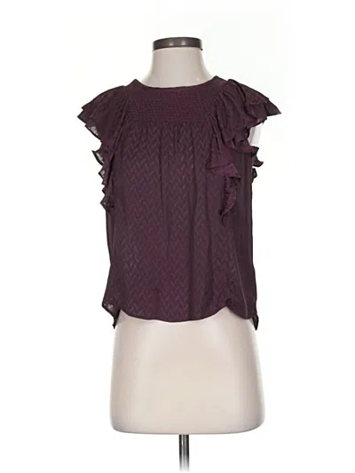Pre-owned Meadow Rue Short Sleeve Blouse In Burgundy