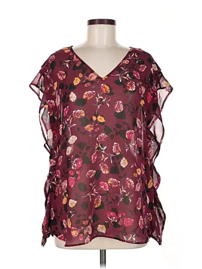 Pre-owned Meadow Rue Short Sleeve Blouse In Burgundy