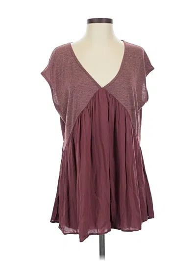 Pre-owned Meadow Rue Short Sleeve Blouse In Burgundy