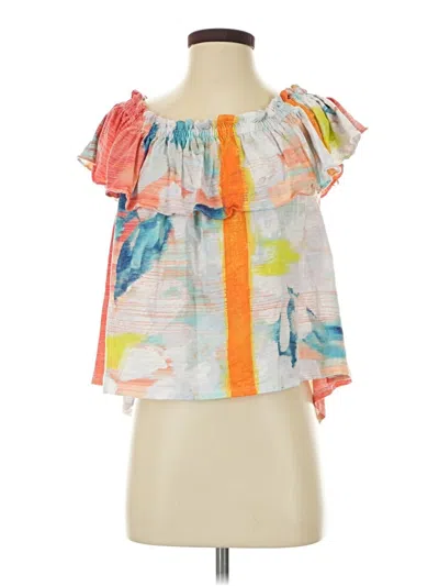 Pre-owned Meadow Rue Short Sleeve Blouse In Orange