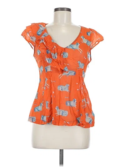 Pre-owned Meadow Rue Short Sleeve Blouse In Orange