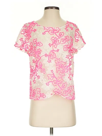 Pre-owned Meadow Rue Short Sleeve Blouse In Pink