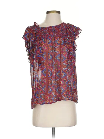 Pre-owned Meadow Rue Short Sleeve Blouse In Purple