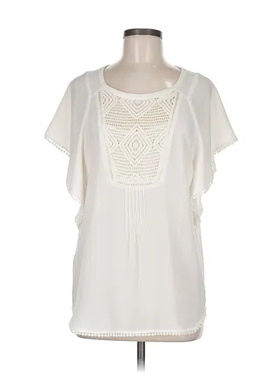 Pre-owned Meadow Rue Short Sleeve Blouse In White