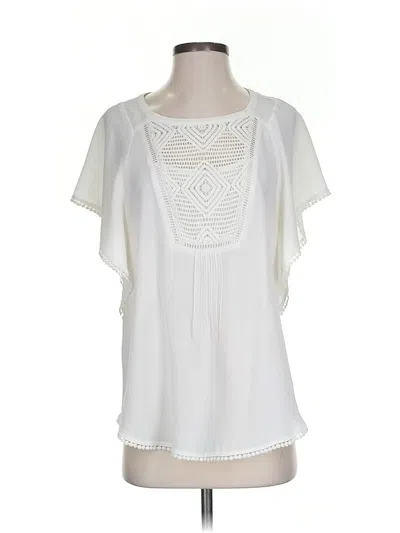 Pre-owned Meadow Rue Short Sleeve Blouse In White