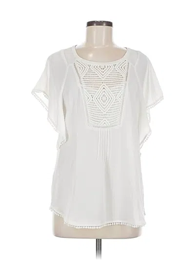 Pre-owned Meadow Rue Short Sleeve Blouse In White