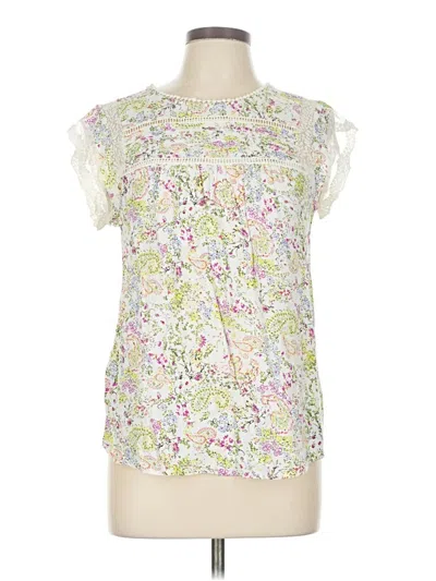 Pre-owned Meadow Rue Short Sleeve Blouse In White