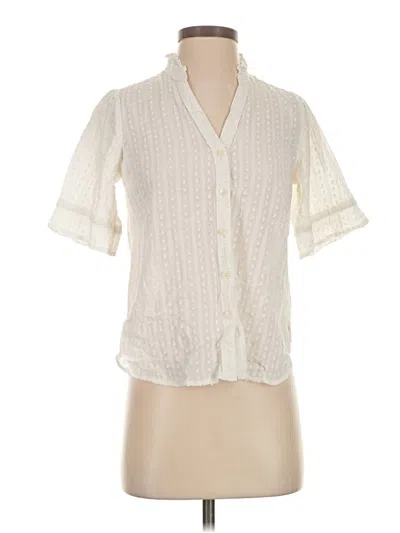 Pre-owned Meadow Rue Short Sleeve Blouse In White