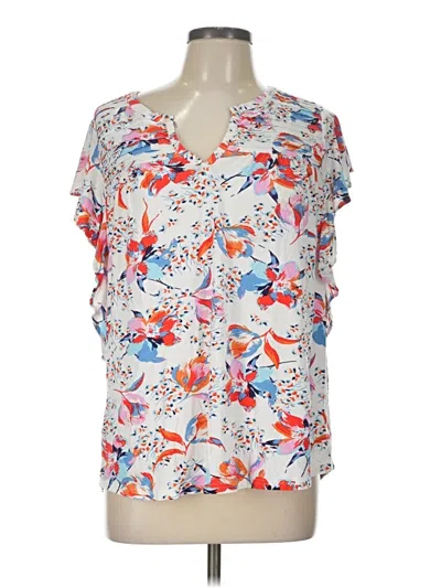 Pre-owned Meadow Rue Short Sleeve Blouse In White