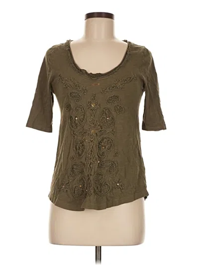 Pre-owned Meadow Rue Short Sleeve Top Brown Scoop Neck Tops