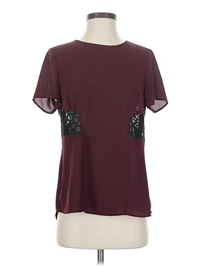 Pre-owned Meadow Rue Short Sleeve Top Burgundy Crew Neck Tops