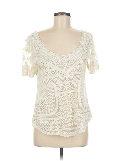 Pre-owned Meadow Rue Short Sleeve Top Ivory Sweetheart Neckline Tops In White