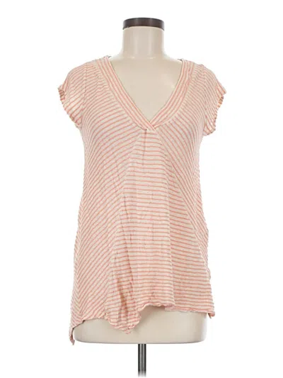 Pre-owned Meadow Rue Short Sleeve Top Orange V-neck Tops