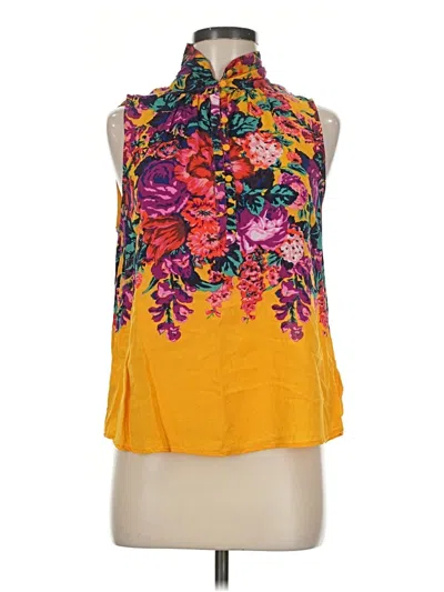 Pre-owned Meadow Rue Tank Top Yellow Halter Neckline Tops