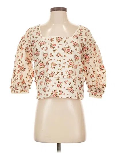 Pre-owned Meadows 3/4 Sleeve Blouse In Ivory