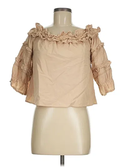 Pre-owned Meadows 3/4 Sleeve Blouse In Tan