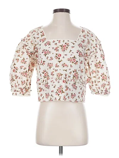 Pre-owned Meadows 3/4 Sleeve Blouse In White