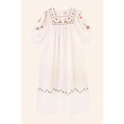 Meadows Crocus Dress Multi Embroidery In White