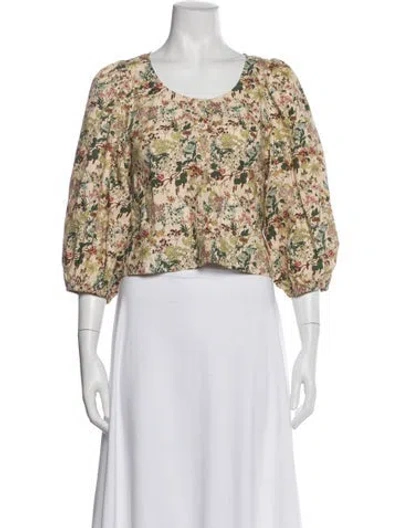 Pre-owned Meadows Floral Print Crew Neck Top In Multi