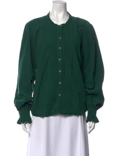 Pre-owned Meadows Long Sleeve Blouse In Green