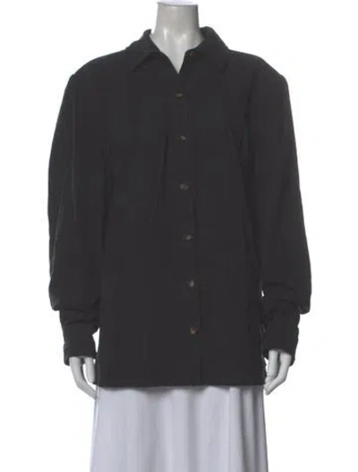 Pre-owned Meadows Long Sleeve Button-up Top In Gray