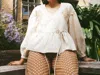 Meadows Longsleeve Wrap Top In Ecru